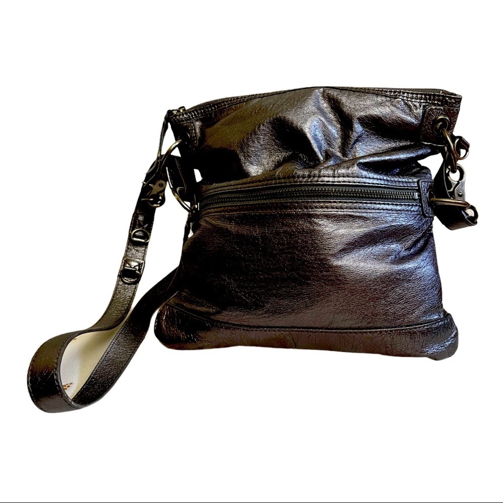 the Sak Metallic Leather Slouch Hobo Crossbody Bag